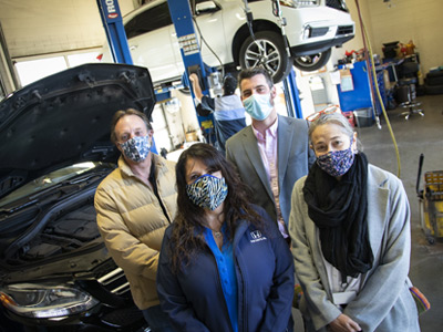 Ken Myers, CCC faculty; Mimi Vessey, parts and service director for Findlay Honda; Jacob Lundie, general manager for Findlay Honda; and Lisa Blank, dean of Career and Technical Education at CCC.