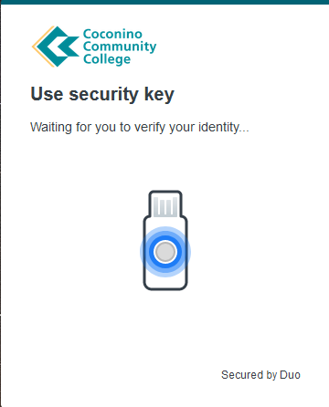 Use Security Key. Waiting for you to verify your identity.