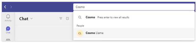 Team Search expanded with an example search displayed