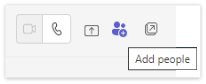 Teams chat window top-right highlighted showing "Add People" option next to video/audio call buttons