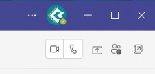 Teams chat window top-right highlighted showing the Video/Audio Call buttons