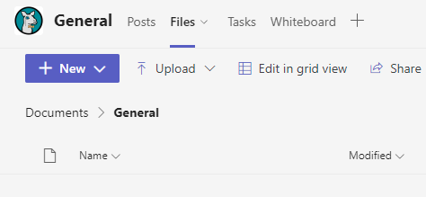 Files associtaed with a Team. Ability to create a new, upload, and adjust.