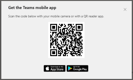 Get the Teams Mobile App with example QR Code